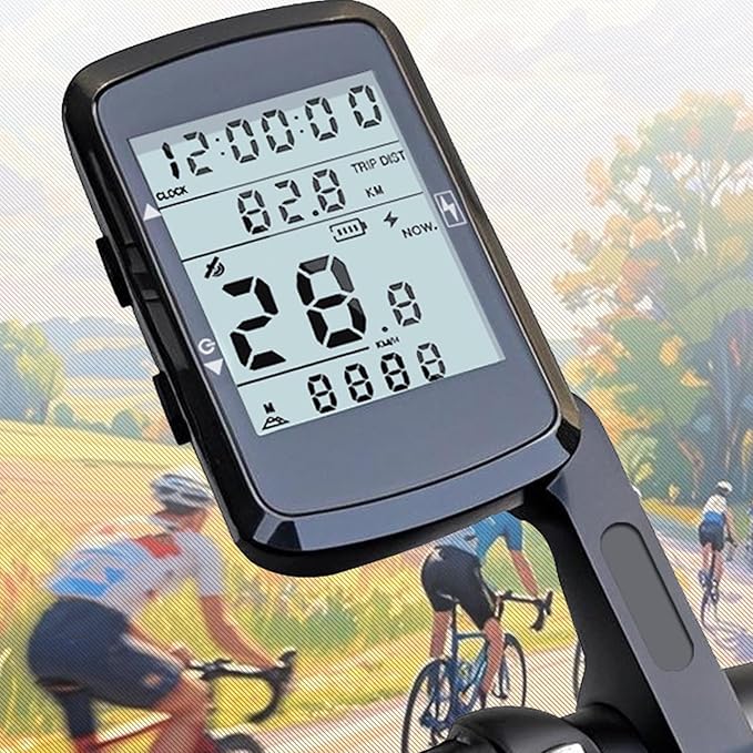 GPS Bike Computer, Wireless Mountain Bike Speedometer, Water Resist Accessories with 2.4" Screen for Long Distance Cycling