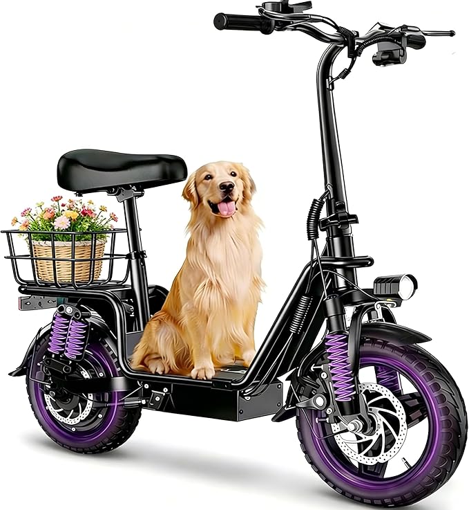 Electric Scooter with Seat for Adults,1000W Peak Power, 35-Mile Range, 20MPH, 14" Tires, Foldable Commuter E-Scooter with Basket for Pets Dogs and Items, 330lbs Max Load.UL 2272