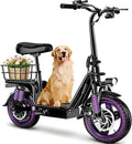 Electric Scooter with Seat for Adults,1000W Peak Power, 35-Mile Range, 20MPH, 14" Tires, Foldable Commuter E-Scooter with Basket for Pets Dogs and Items, 330lbs Max Load.UL 2272