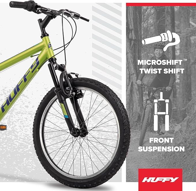 Huffy Stone Mountain Bike for Men and Women, 20”/24”/26”, 6-Speed (20”) or 21-Speed, Front or Dual Suspension (Varies), Multiple Colors, Adjustable Saddle, Shimano Equipped, All-Terrain Tires