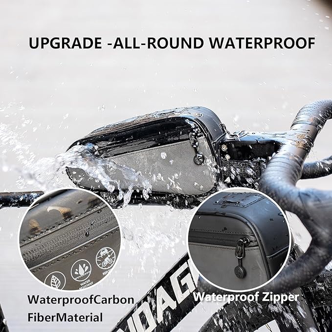 Bike Frame Triangle Bag, 1.2L Water-Resistant Top Tube Bag with Dual Side Pockets, Reflective Cycling Storage Pouch, Multi-Angle Mount for Road, MTB, and Ebike Accessories