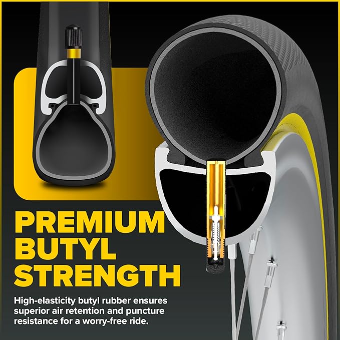 Ultraverse Bike Inner Tube for 700x23-25c, 700x28-32c, 700x35-43c 28 inch Bicycle Wheel Sizes with 48mm Presta Valve - Butyl Rubber Tubes for Road and Gravel Bikes - 2 Tubes, 2 tire levers Included