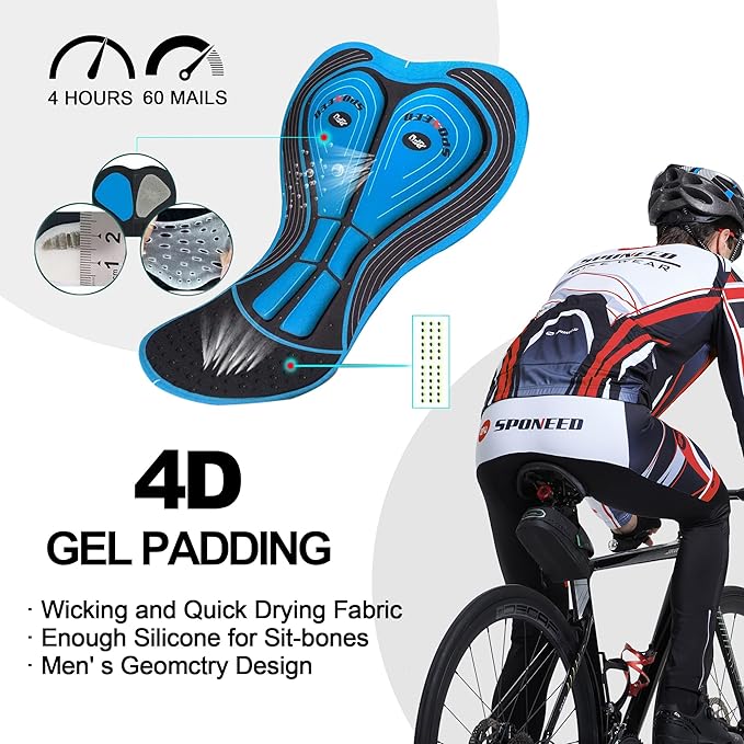 sponeed Cycling Clothes for Men Long Sleeve Mountain Bike Road Bicycle Shirt Jerseys Padded Pants Biking Outfits