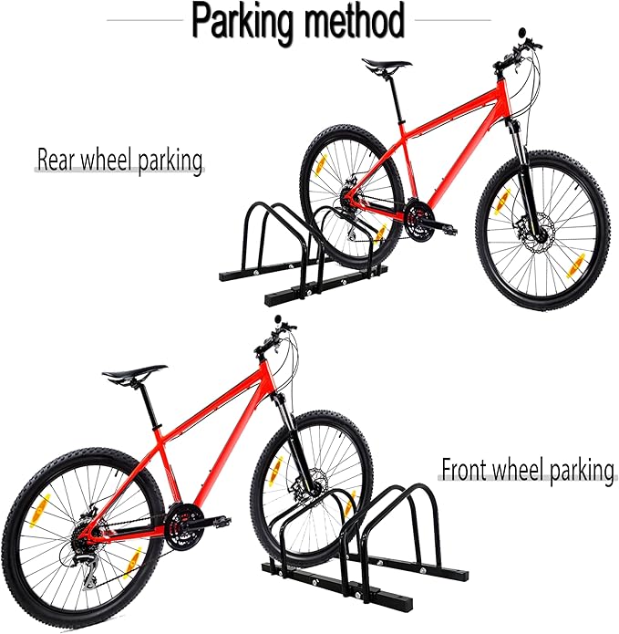 XINYI Bike Rack Floor, Bike Stand Garage, Indoor/Outdoor Bike Rack Garage,22-28" Wheel Stand, Max. Tire Width 2.1", Front/back Bike Stand For Mountain, Road and Kids Bikes for 2 Bikes