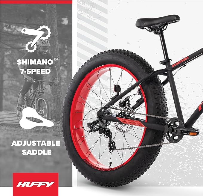 Huffy Mountain Bikes for Men, 26/27.5 Inch Sizes, Multiple Speeds, Suspension Available, Fat Tire Option, Sleek Graphics, Disc Brakes Available, Adjustable Comfort Saddle, Durable, Multiple Colors