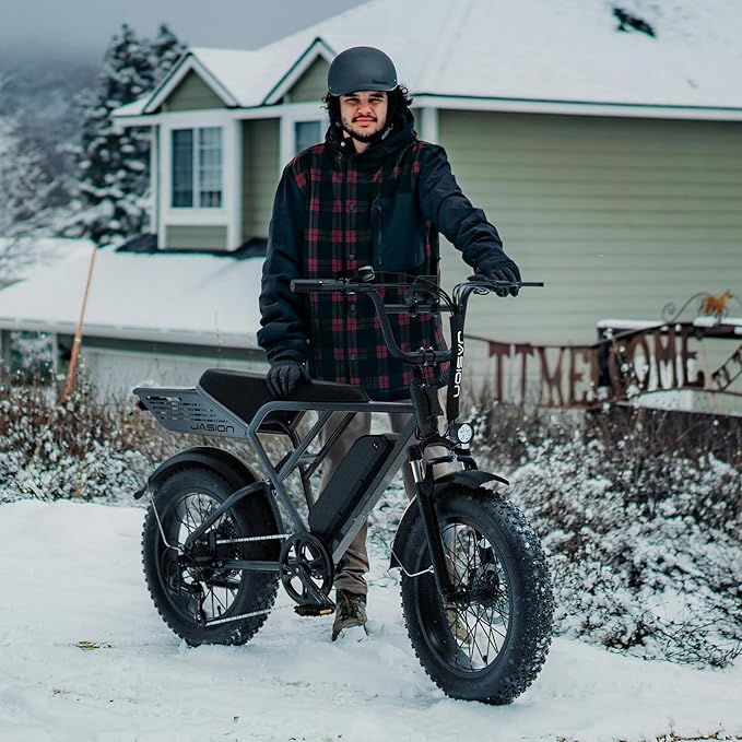 Jasion RetroVolt Electric Bike for Adults, 2000W/3000W Peak - 30/38MPH Electric Dirt Bike, 48V-52V, 13AH/20AH Battery, 70/90Miles Max Range Electric Motorcycle, 20'' X 4'' Fat Tire All-Terrain E-Bike