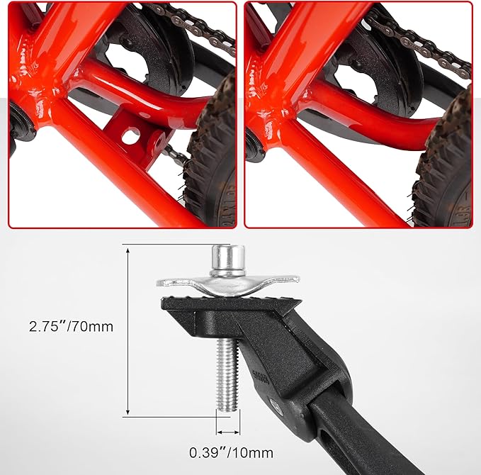 RUTU Bike Kickstand 24"-29",Adjustable Adult Bicycle Kickstand for Ebike,Mountain Bike,Fat Tire Bike,Non-Slip Sole Kick stand