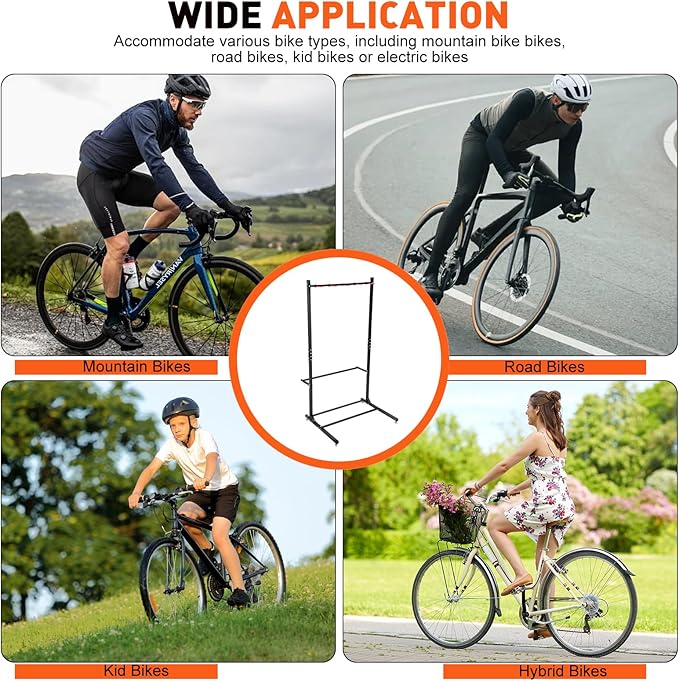 Freestanding Bike Rack Bicycle Storage Rack,Vertical Bike Stand Max 5 Bikes with Helmet Holders,Solid Steel Bike Racks for Home & Garage &Indoor & Bike Station-BlacK