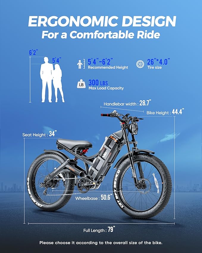 eAhora Romeo Pro 3 Electric Bike - [2026 Latest] 50MPH 5600W Dual Motor 60V 80AH 250Miles Long Range Ebike for Adults, 26" * 4.0 Fat Tire Fast Electric Mountain Bike Full Suspension Off-Road E-Bike