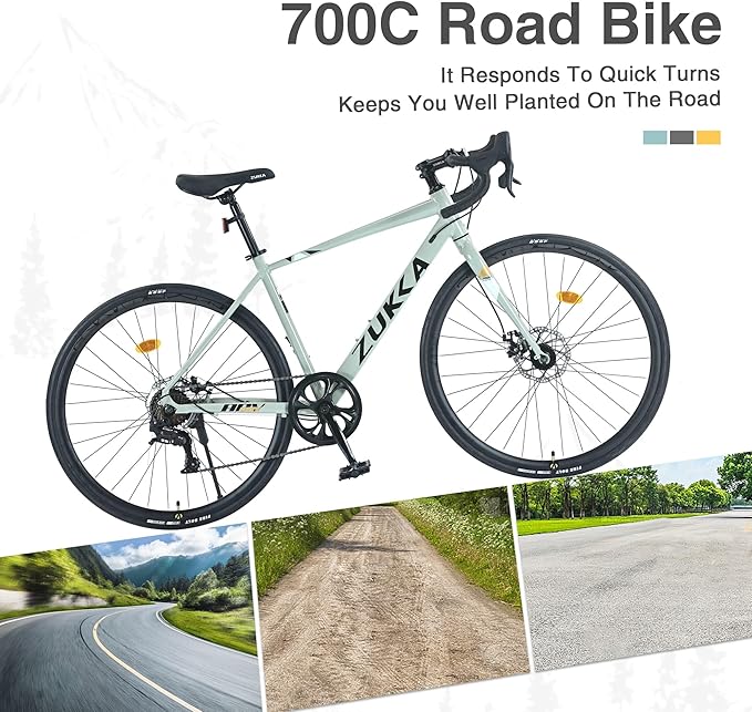 ZeHuoGe 700C Road Bike with Aluminum Alloy Frame, 7 Speed Comfort Bicycle for Over 12 Years Old