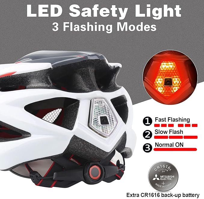 Basecamp Bike Helmet for Women Men with LED Safety Light Removable Sun Visor Lightweight Bicycle Helmet Adjustable Breathable Mountain & Road Cycling Helmets for Adult