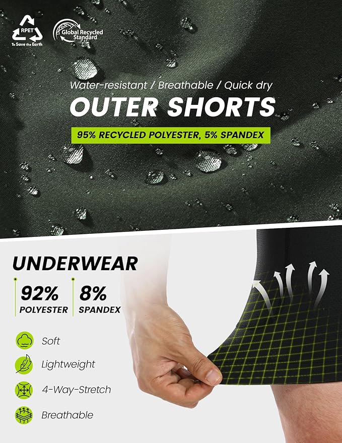 Nepest Men's Mountain Bike Shorts 4D Padded Cycling Bicycle Biker Riding Loose-fit Gel Padding MTB Shorts Zipper Pockets
