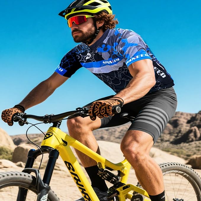 sponeed Men's Cycling Jerseys Tops Biking Shirts Short Sleeve Bike Clothing Full Zipper Bicycle Jacket with Pockets