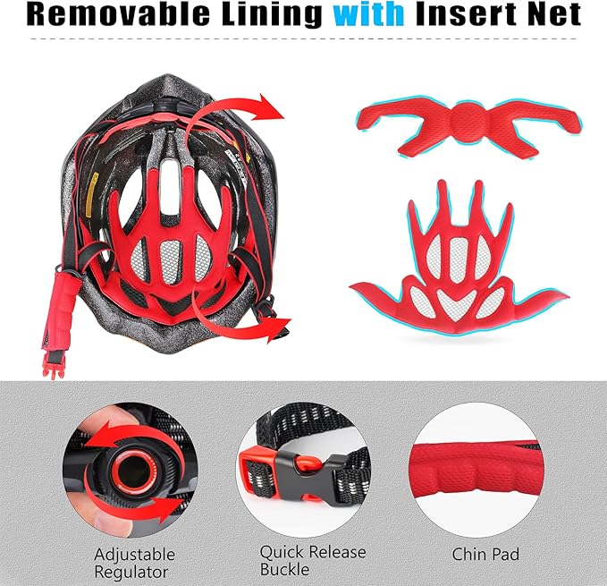 Bike Helmet Men Women, Shinmax Bicycle Helmet with Rear Light and Detachable Visor
