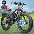 9000W Dual Motor Ebike for Adults Men 45MPH - Fast Electric Bike with 52V 34Ah Battery Up to 100 Miles,Lockable Suspension 24" Fat Tire Electric Bicycle for Off-Road Mountain Snow Commuter