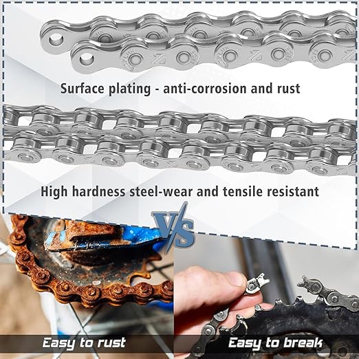 BUCKLOS 6/7/8/9/10/11/12 Speed Bike Chain, High Performance Lightweight Bicycle Chains for Road Bike/Mountain Bike/Ebike,Compatible with Shimano, SRAM, Campagnolo Silver/Gold