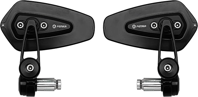 FENRIR CNC Aluminum Alloy Cafe Racer Black Motorcycle Bar End Mirrors Side Folding 22MM 7/8" inch Handlebar Mirror Universal Rear View For M6/M8 Standard Super Sport Naked Street Bike Scooter Minimoto