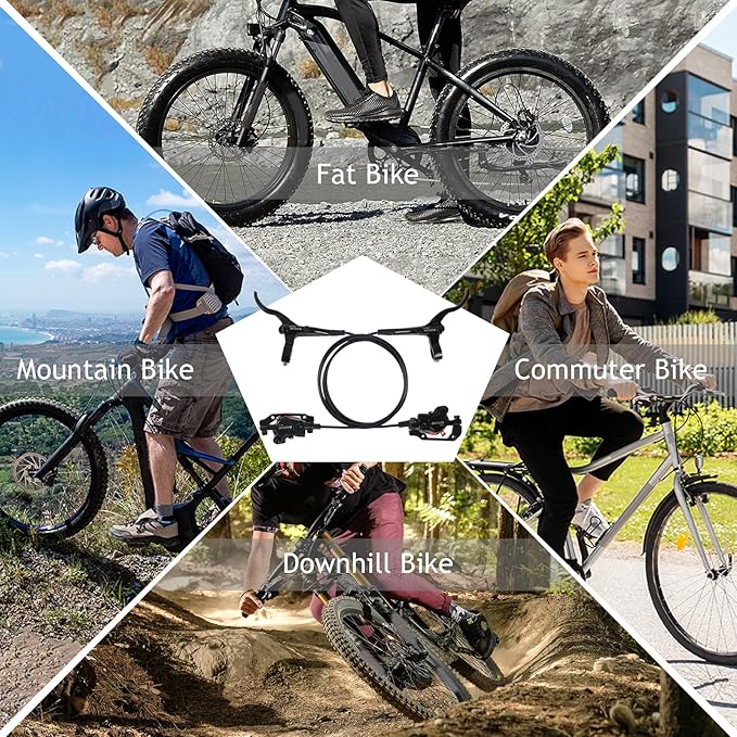 BUCKLOS Mountain Bike Disc Brake kit, MTB Mechanical Line Pulling Disc Brakes Caliper with Aluminum Alloy Levers /160mm Rotor,/is/PM Universal Adapter for Ebike/Folding Bike/Scooter/Fat Bike