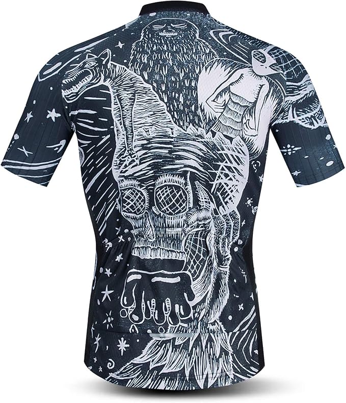 Cycling Jersey Men USA Summer Bike Short Sleeve 3-Pockets Breathable Quick-Dry Shirt S-3XL