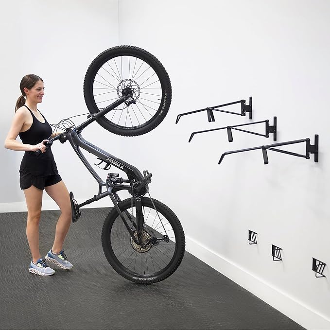 StoreYourBoard SwivelStow Bike Rack Garage Storage Rack 2 Pack - 2 Mountain Bike Bike Wall Mounts - Heavy Duty Bike Hanger - No-Lift Bike Rack Garage Storage Rack - Holds 70 lb Capacity