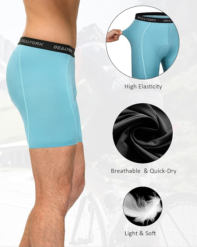 Padded Cycling Shorts Men's Cycling Underwear with 3D Padding Biking Bicycle Shorts Shock Absorb Comfortable Lightweight