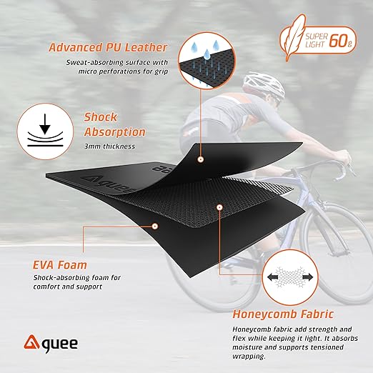 GUEE SL Speed Road Bike Handlebar Tape – Premium PU Leather, Microtex Structure, Shock-Absorbing Foam, Ultra-Light 30g, Anti-Slip Racing Grip (2 Rolls, Plasma Blue)