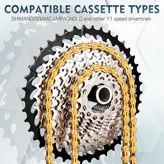 BUCKLOS 6/7/8/9/10/11/12 Speed Bike Chain, High Performance Lightweight Bicycle Chains for Road Bike/Mountain Bike/Ebike,Compatible with Shimano, SRAM, Campagnolo Silver/Gold