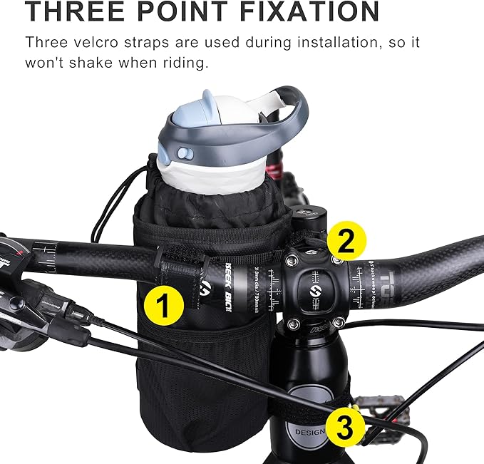Rhinowalk Bike Handlebar Water Bottle Bag Drink Cup Holder Bicycle Front Insulated Stem Bag