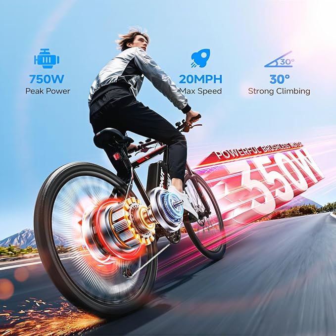 Electric Bike for Adults & Teens - 350W 26" Victor Ebike - 21-Speed, 20Mph Up to 40Miles with Dual Disc Brakes, Commuter E-MTB for Men Women | UL 2849 Certified