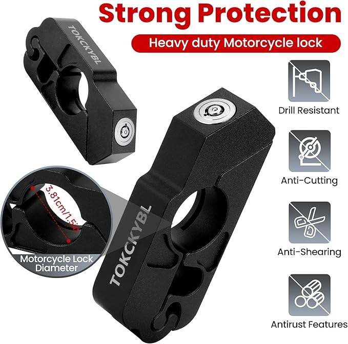 Motorcycle Lock, Heavy Duty Anti Theft Helmet, Brake and Handlebar Lock, Universal for Motorcycles, ATVs, Dirt Bikes, Mopeds，Scooters, Black