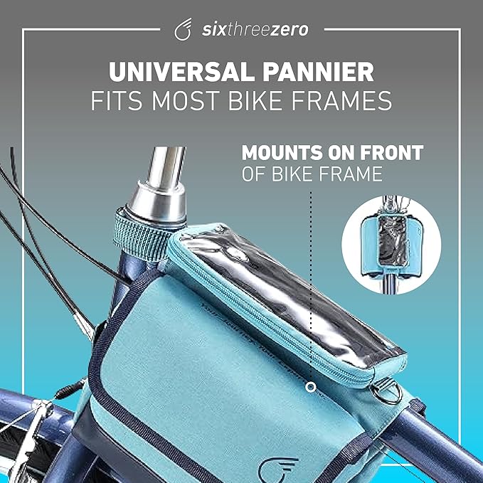sixthreezero Frame Mount Bike Bag, Waterproof Universal Bicycle Pouch, Double Sided Cargo Storage Bags for Top Tube with Phone Holder