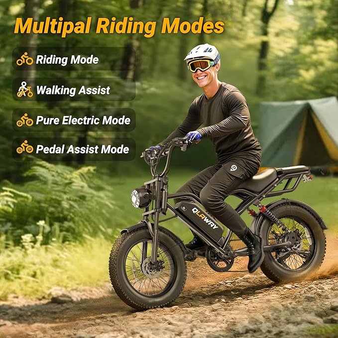 20" Fat Tire Electric Bikes for Adults, 750w Electric Dirt Bike with Full Suspension, 48V 18AH Battery Moped, 31MPH(50KM/H) Max Speed, 40-70 Miles Long Range Motorcycle Ebikes