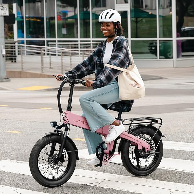 Jasion Electric Bike for Adults, 1000W Peak Motor Foldable Ebike, Aluminum 20'' Fat Tire Electric Bicycle Built-in 48V Removable Battery, EBS Commuter E Bikes up to 23 MPH & 45 Miles Max Range