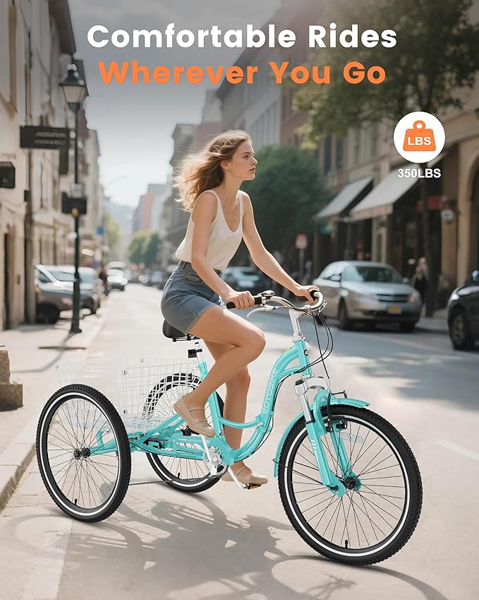 Slsy Adult Folding Tricycles, 7 Speed Folding Adult Trikes, 20 24 26 Inch 3 Wheel Bikes with Low Step-Through, Foldable Tricycle for Adults, Women, Men, Seniors