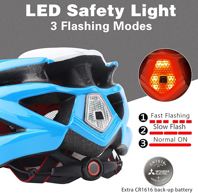 Bike Helmet Men Women, Shinmax Bicycle Helmet with Rear Light and Detachable Visor