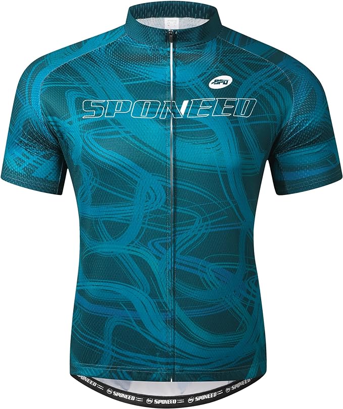 sponeed Men's Cycling Jerseys Tops Biking Shirts Short Sleeve Bike Clothing Full Zipper Bicycle Jacket with Pockets