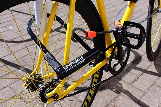 Kryptonite Keeper Bike U-Lock Standard with Braided Steel Cable, Heavy Duty Anti-Theft Bicycle U Lock, 12mm Shackle and 10mm x4ft Length Security Cable with Mounting Bracket and Keys