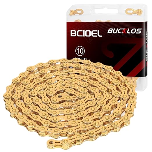 BUCKLOS 6/7/8/9/10/11/12 Speed Bike Chain, High Performance Lightweight Bicycle Chains for Road Bike/Mountain Bike/Ebike,Compatible with Shimano, SRAM, Campagnolo Silver/Gold