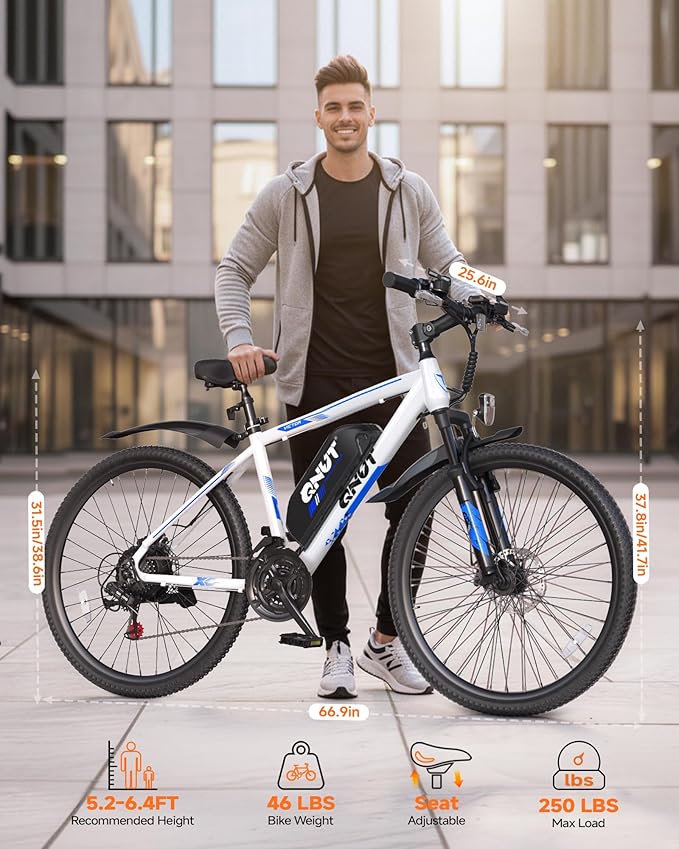 350W Full Aluminum Electric Bike for Adults & Teens, Upgraded Adjustable Handlebars, 21-Speed 26" Commuter E-Bike with Dual Disc Brakes, 40-Mile Range, Mountain Bike for Men/Women