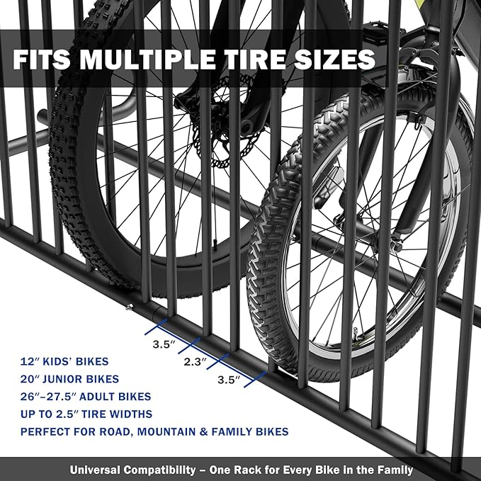 10 Bike Rack 61 Inch Heavy Duty Double Side Grid Bike Stand Powder Coated Steel Bicycle Parking Rack for Garage School Yard Street Commercial Outdoor Use