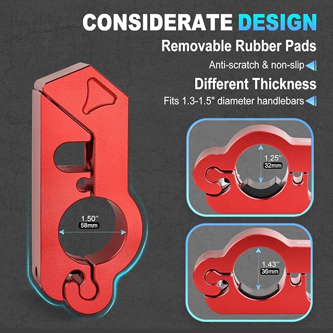Motorcycle Lock Combo - Helmet and Brake Anti-Theft Grip for All Motorcycle, Bike, ATV, Scooter With Handlebar Diameters Within 1.3-1.5 Inches (Red)