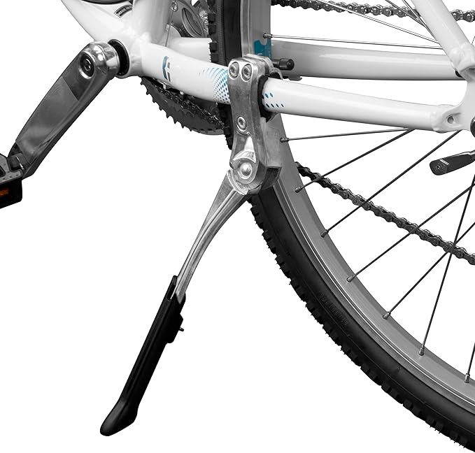 BV Rear Bike Stand for 24"-28" Bikes - Adjustable Bike Kickstand for Adult Bike with 8 Height Levels, Non-Slip Foot & Clamp Grip - Weather-Resistant Aluminum Alloy Bicycle Stand for Road, Mountain BMX