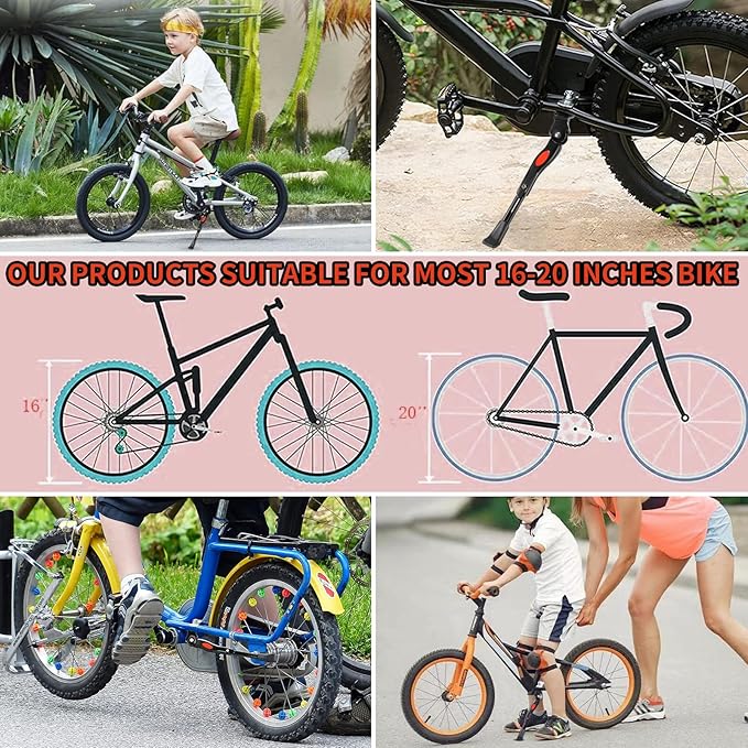 Adjustable Bike Kickstand for Kids 16-20 Inch Bicycles - Rustproof Aluminum Alloy with Anti-Slip Foot, Easy Installation, Durable Bicycle Stand