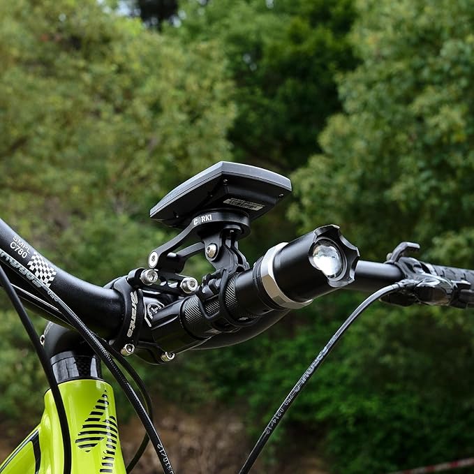 corki Cycles Adjustable Angle Out Front Stem Mounted Cycle Computer Bike Mount Compatible with Garmin Wahoo Bryton Cateye