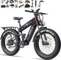 FREESKY Dual Battery Electric Bike for Adults, 48V 41AH 160 Miles Long Range E Bike, 4000W Motor 40MPH+, 26" Fat Tire Fast Mountain EBike, Full Suspension & Hydraulic Brakes, UL 2849 Certified by TÜV