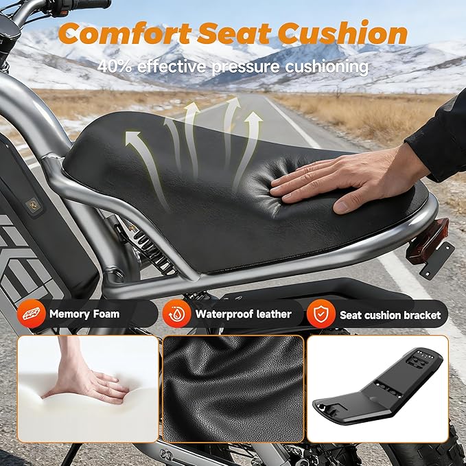 Fat Tire Electric Bike for Adults, UL2849 Certified 90% Pre-Assembled Folding E-Bike with Removable Battery & Cargo Rack