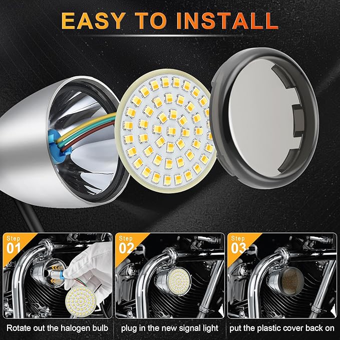 LivTee Extremely Bright Front Turn Signals & Running Switchback LED Lights Panel with 1157 Base Compatible for Harley Dyna Street Glide Road King, Motorcycle Accessories, White/Amber