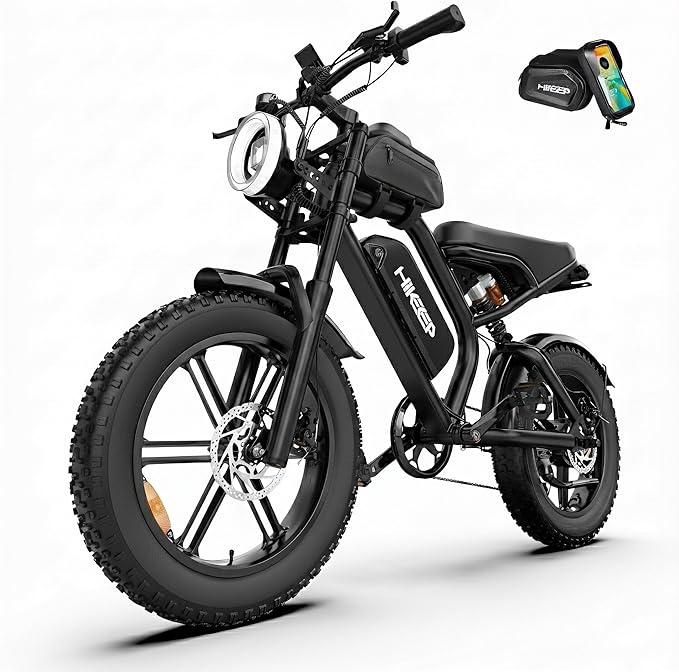 Electric Dirt Bike for Adults, 1500W-3000W Peak Ebike, 16"/20" Fat Tire All-Terrain E-Bike, Dual Suspension Off-Road Racing Machine for Camping & RV Travel, 48V/52V, UL 2849 Certified
