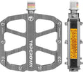 Mountain Bike Pedals with Reflectors, Aluminum Metal Bicycle Flat Pedals 9/16" - 3 Sealed Bearings, Non-Slip Wide Platform with Removable Pins for MTB, Road Bike, BMX, Ebike
