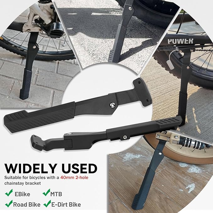 Bike Kickstand Heavy Duty Rear Mount Kick Stand for 40mm 20-26 Inch Aluminum Kickstand for Adult Kids Bike Mountain Bike Ebike Mini Bike Electric Dirt Bike MTB Carbon Fiber Style